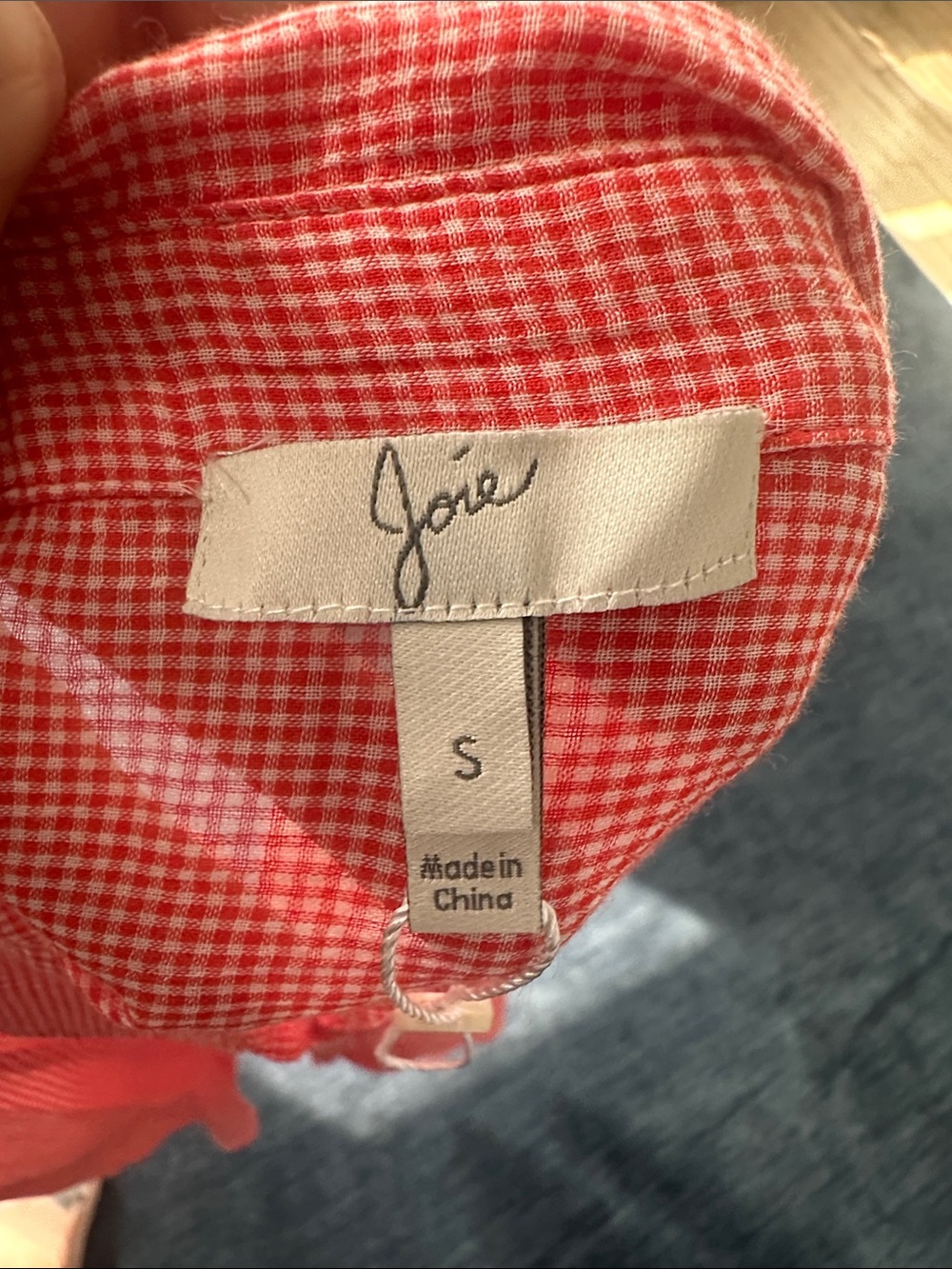 Joie Red / Orange Gingham Top- light and airy and perfect for summer